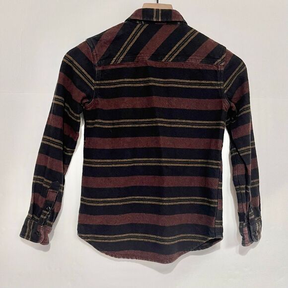 Vans Black, Burgundy And Gold Plaid Flannel Shirt Boys Size S - Picture 2 of 4